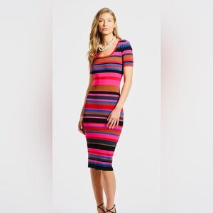 Guess Multicolor Striped Midi Dress